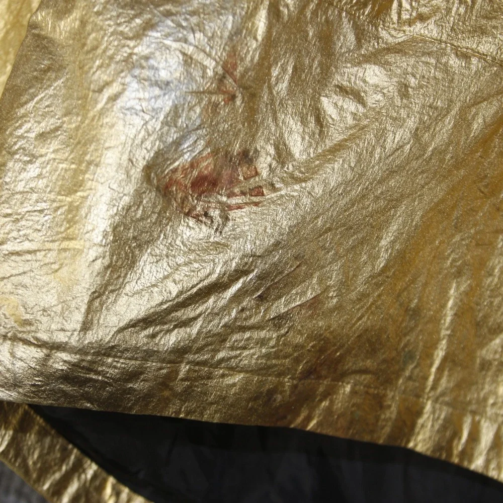 Adidas‎ Windbreaker Mens L Gold Metallic Pullover Anorak Hooded Jacket
